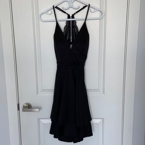 black short prom/grad dress from Le château, gorgeous design on back